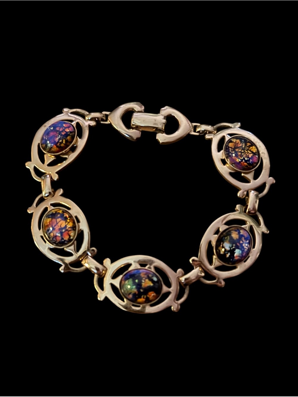 Vintage Marino mid century confetti glass link bracelet